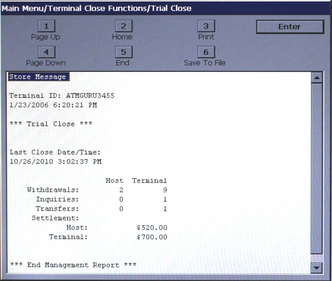 Trial Close Report